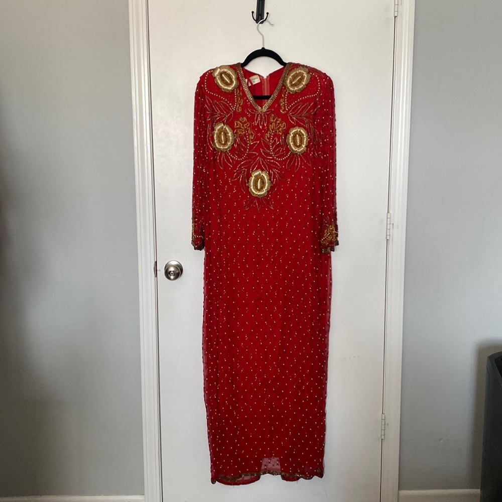 Vintage sequin red gown size 18